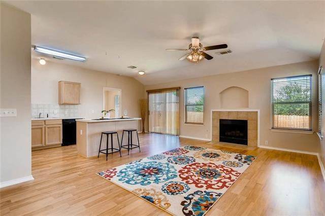 The open floor plan with the recently installed fl