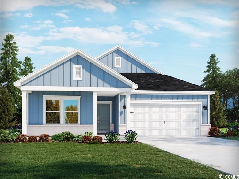 Modern farmhouse with board and batten siding, dri