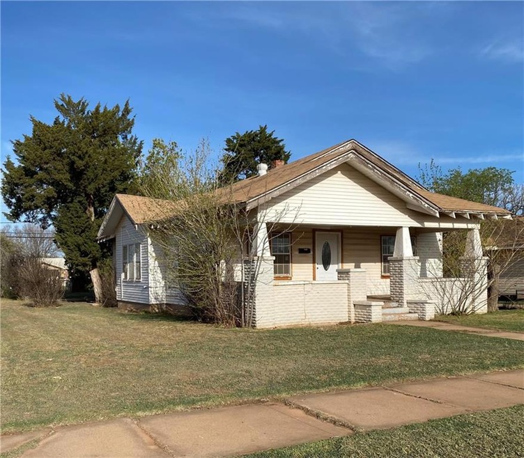 Front of house on corner lot.