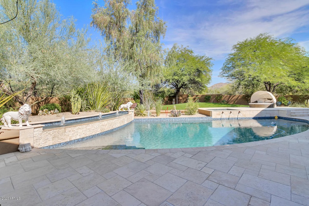 Backyard with pool, spa and mtn views