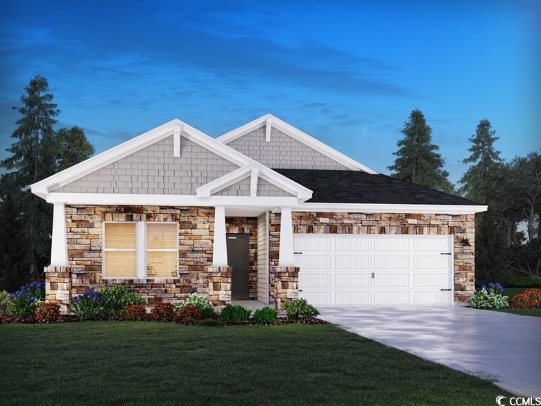 View of front of home with concrete driveway, a fr