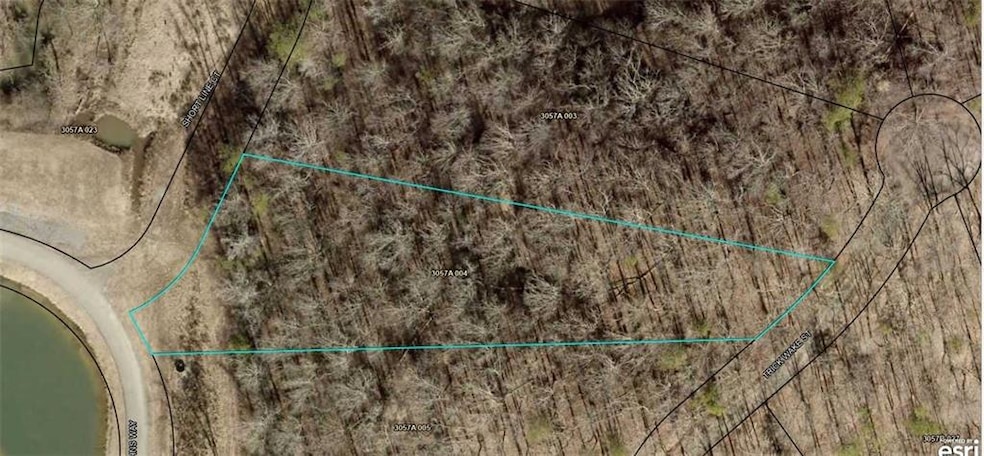 Aerial map of property and surrounding area with property parcel outlined