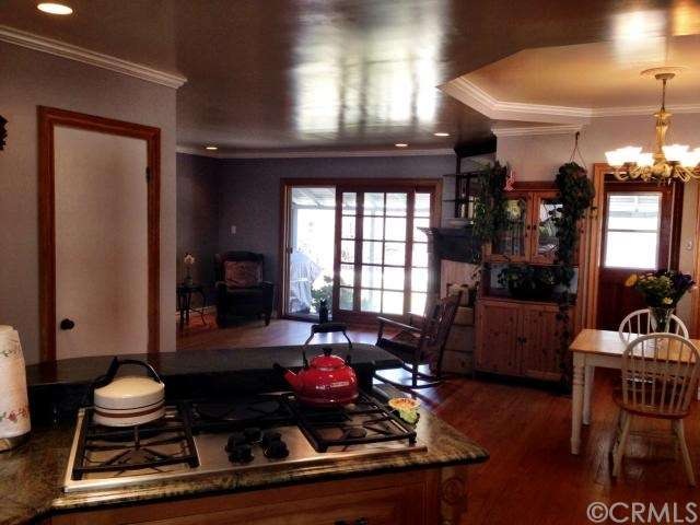 Kitchen overlooking dining and living area
