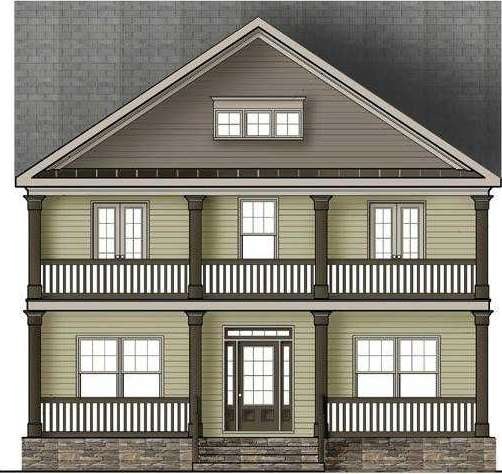 Exterior Front. Great Large Double Front Porches