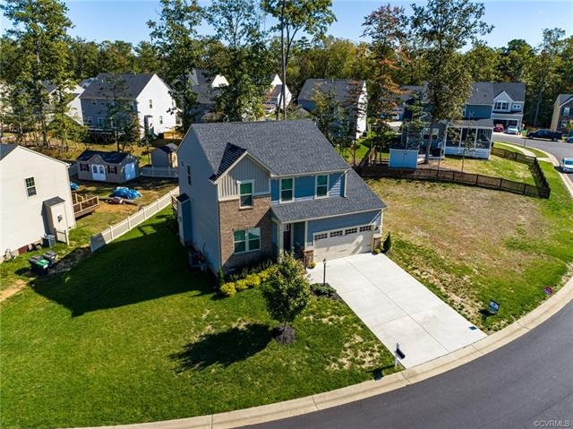 Aerial view of the front of the house