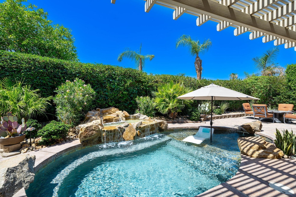 waterfall flowing in the pool