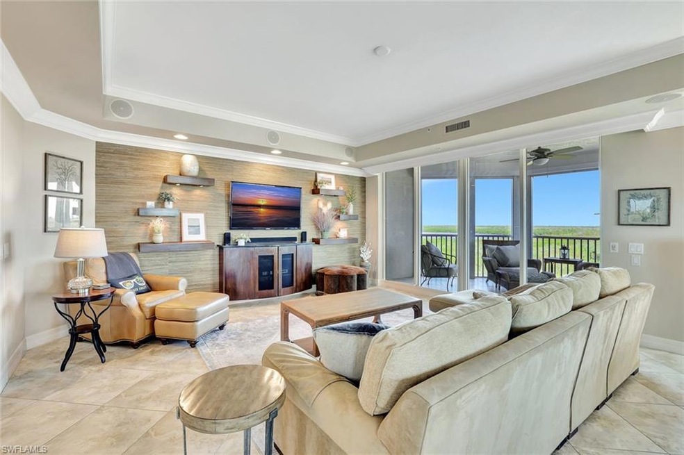 Beautifully appointed living room with Gulf views