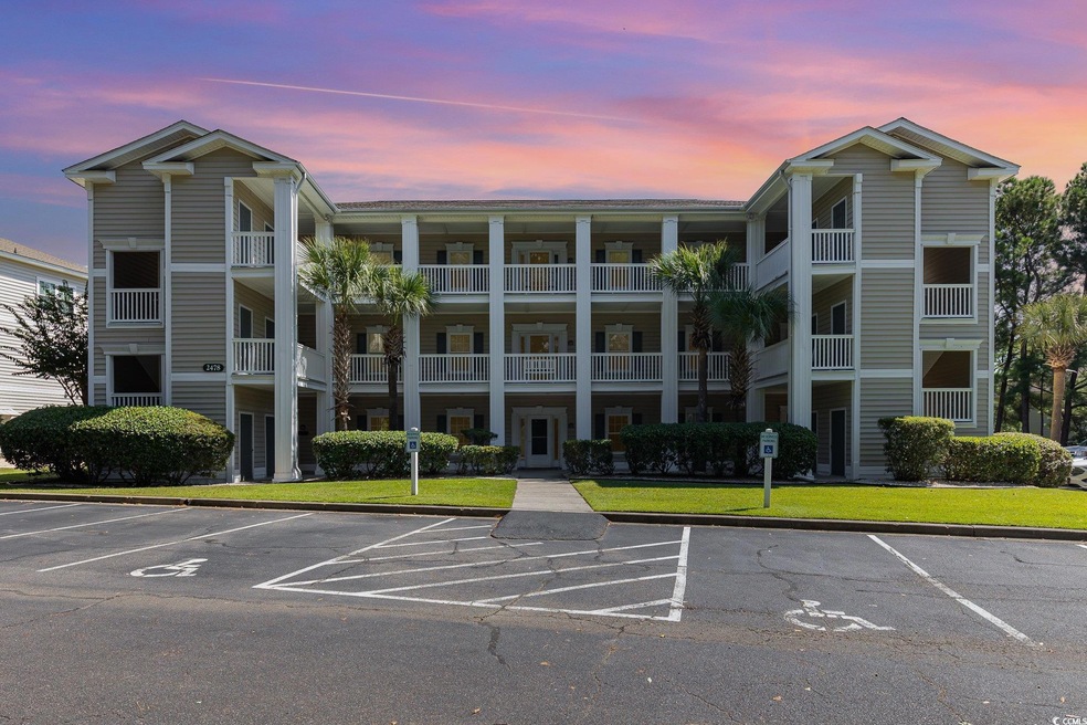 View of outdoor building at dusk