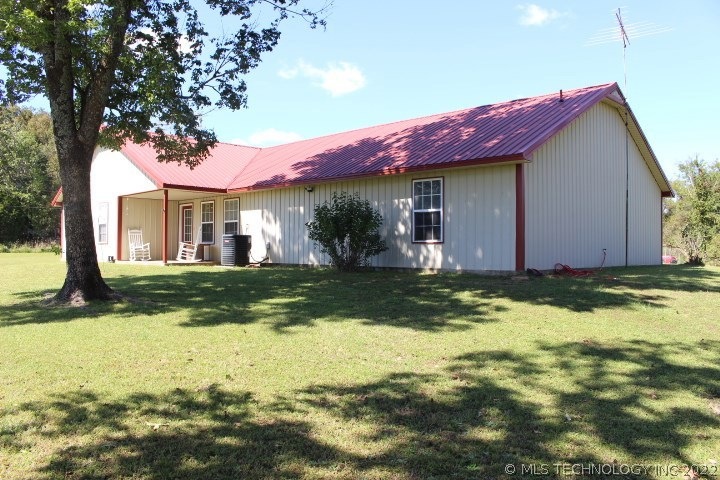 Beautiful metal home.  Front elevation.  Front doo