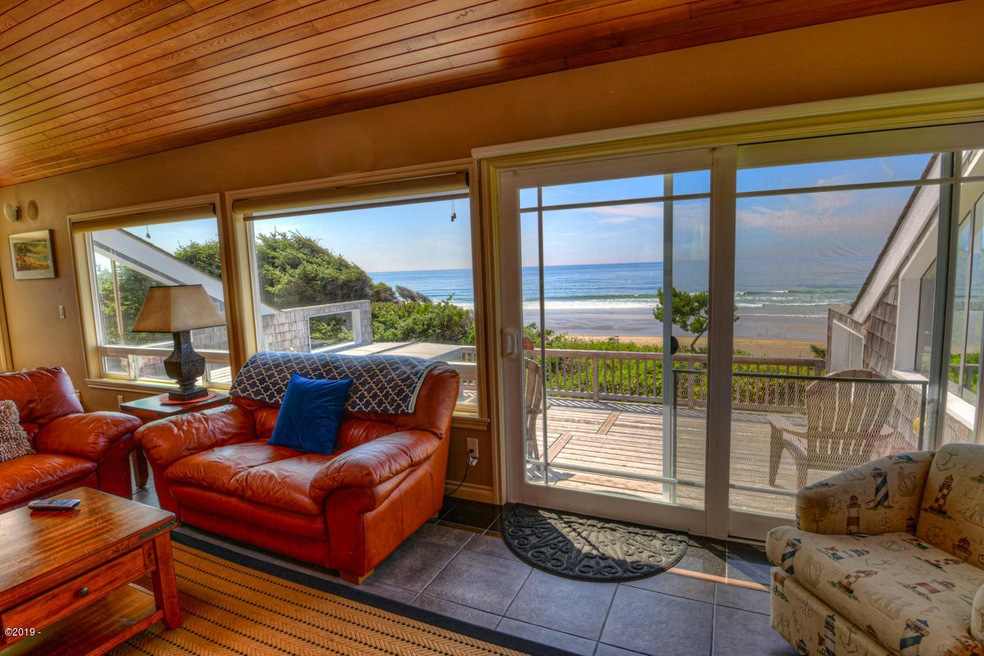 living room and deck
