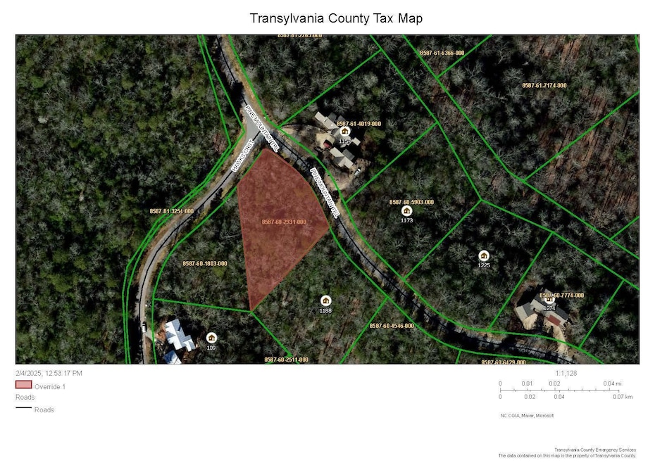 Aerial view of Lot M92 - located at the corner of Pine Mountain Trail and Hawks Crest