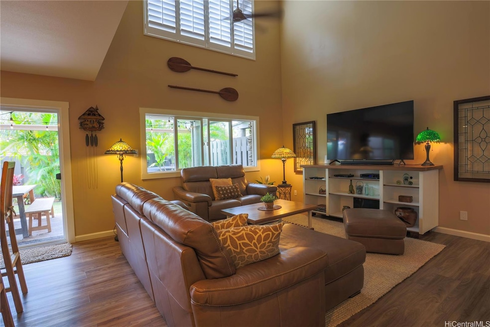 High ceilings in the open living room.