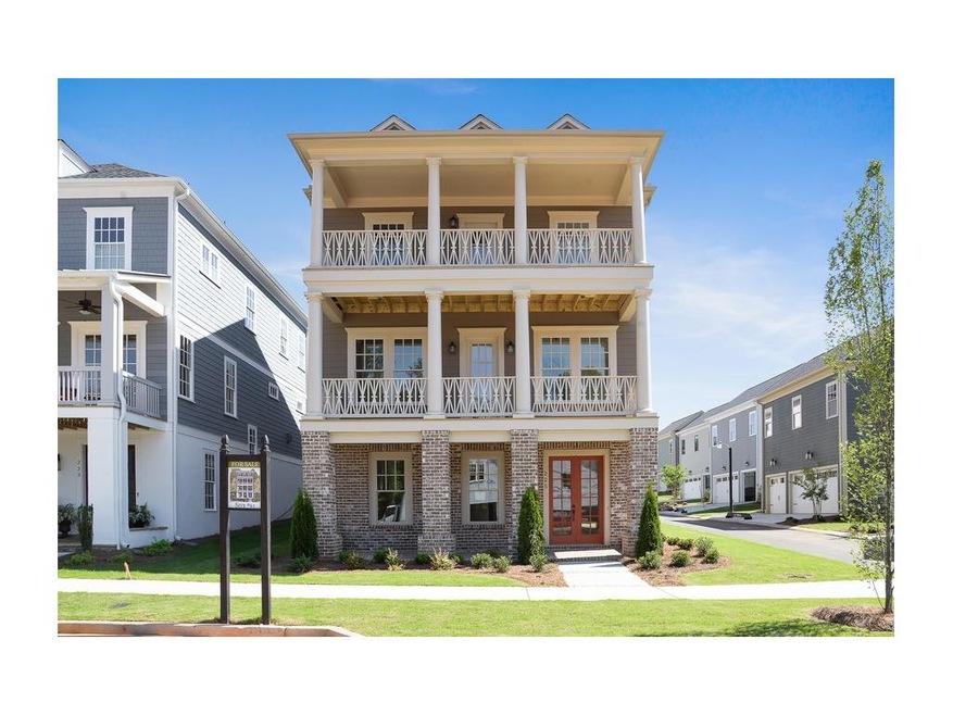 Front of home has triple porches