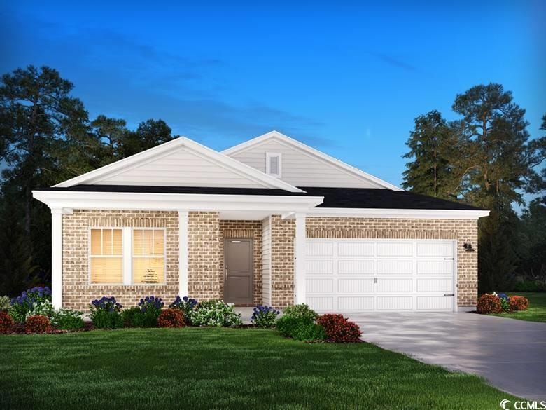 View of front of property with an attached garage,