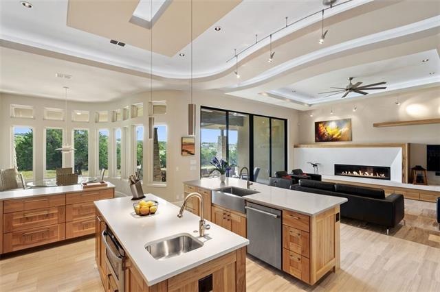 Open concept kitchen, living, and breakfast nook w