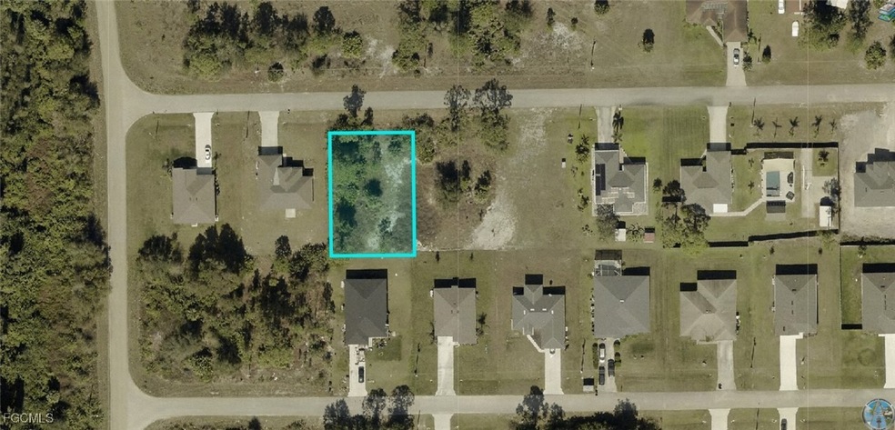 Aerial view of property's location with property parcel outlined