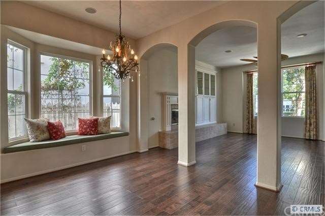 The Dining room has a built-in seat within the bay
