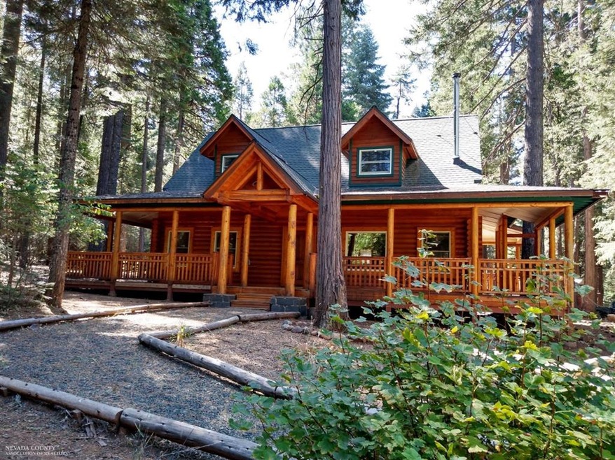 Front view of log home