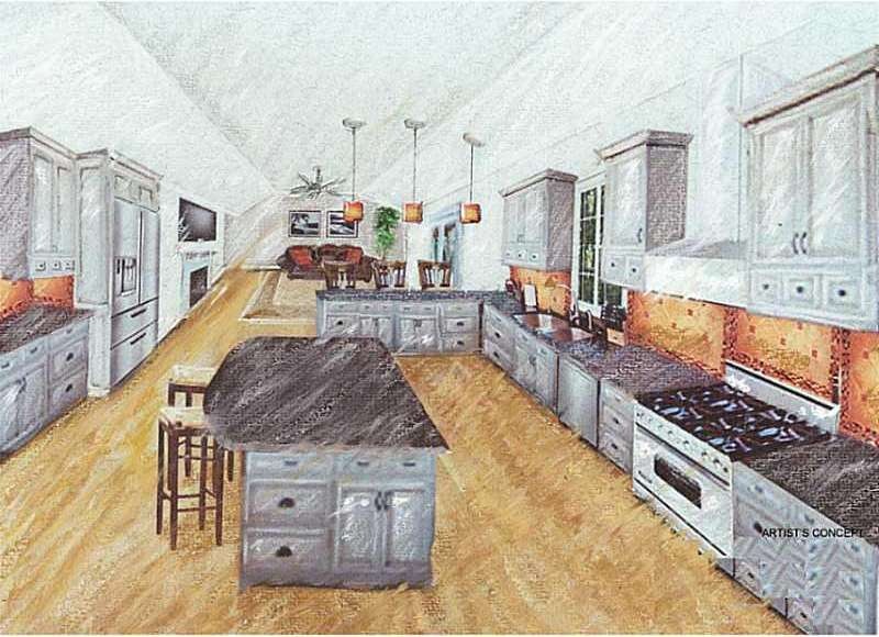 Kitchen. Kitchen boasts custom stained cabinetry, 