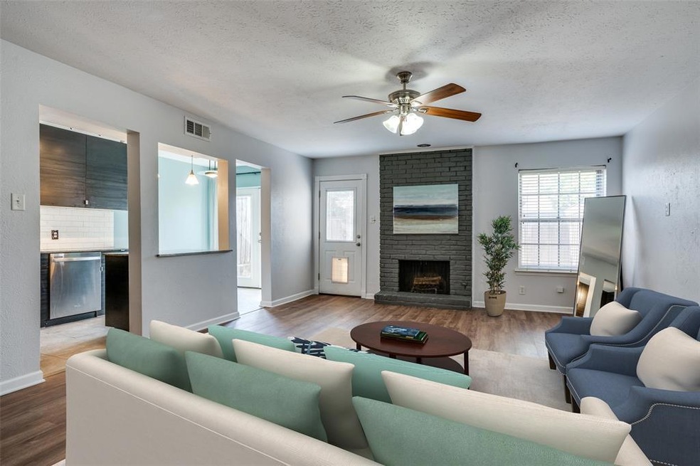 Living Area with WBFP,  built in bookshelves. New 