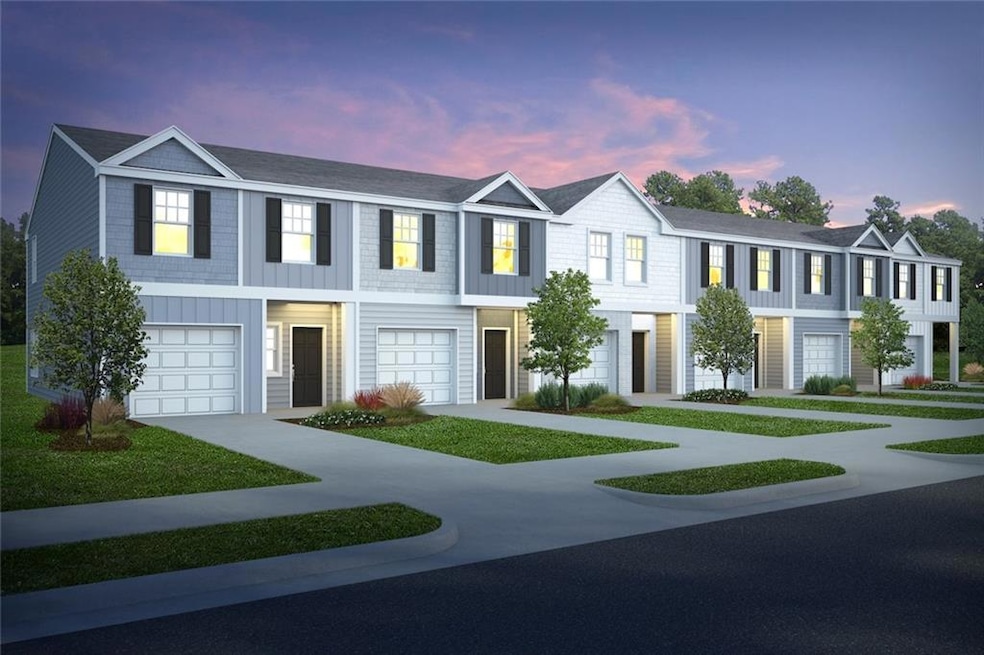 View of front of property with a garage