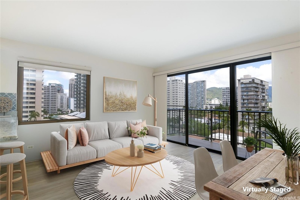Enhanced photo - Virtual staging of living area.