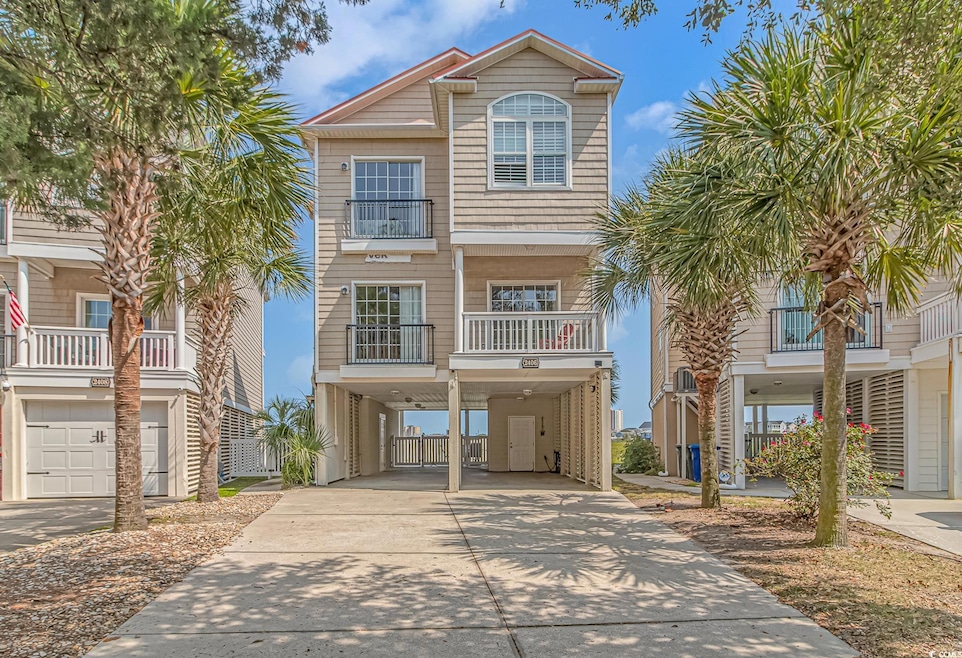Coastal inspired home with a carport