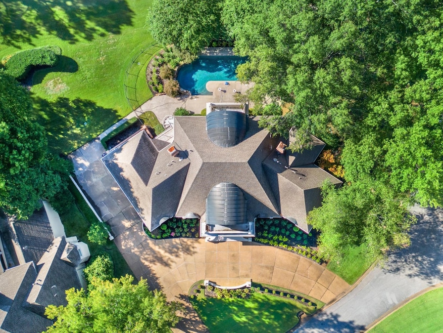 Drone / aerial view of a pool