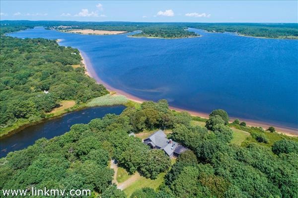 Stunning views of and access to Tisbury Great Pond and the Atlantic ocean beyond.