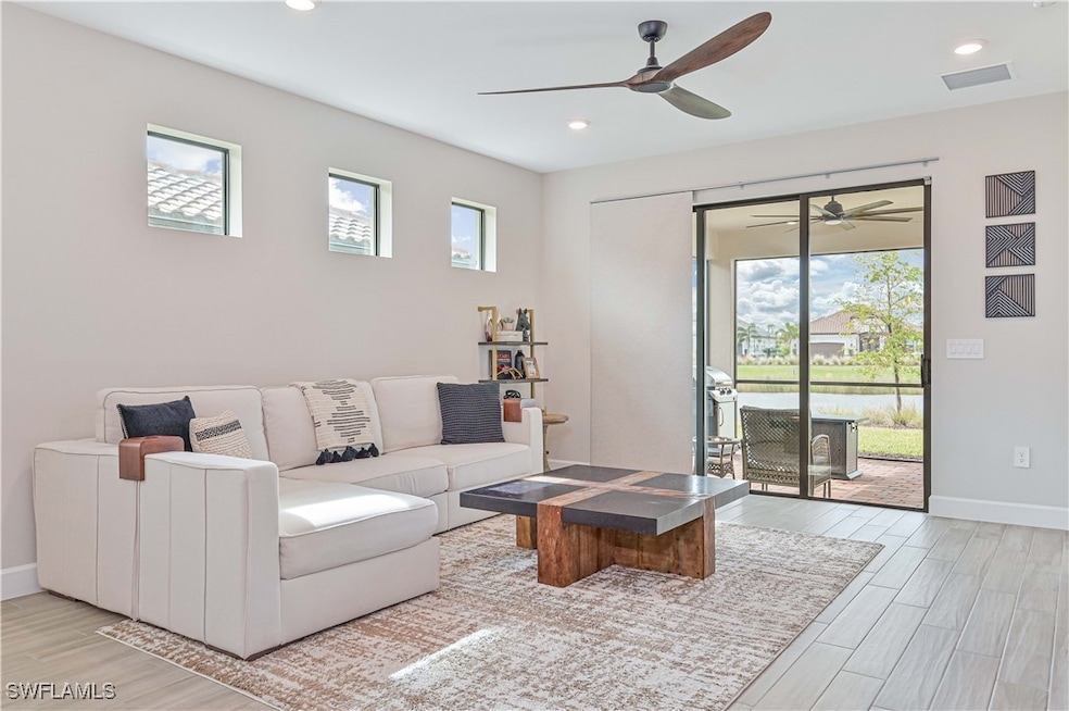 Living room with ceiling fan