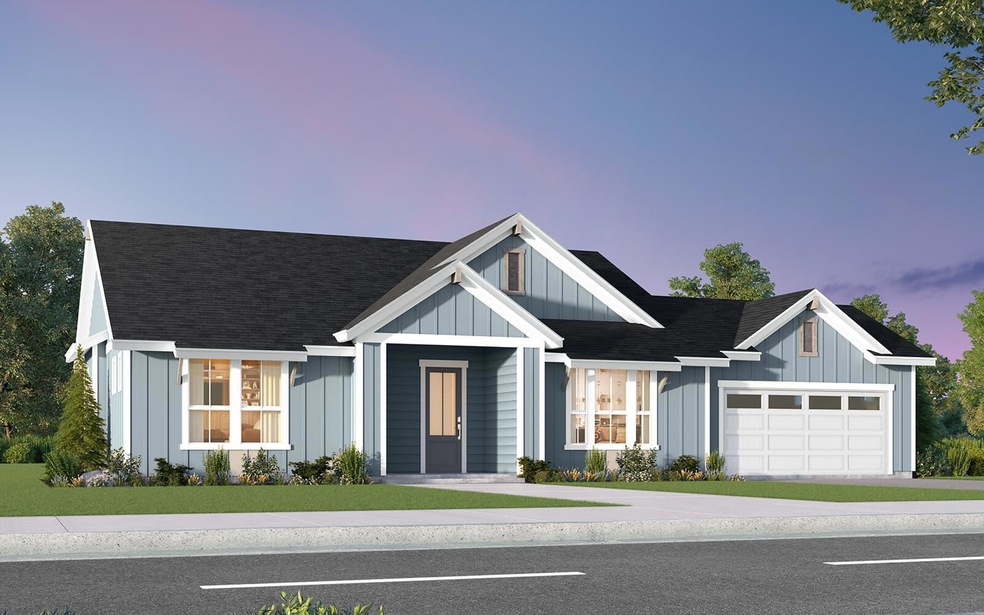 Modern farmhouse featuring concrete driveway, a y