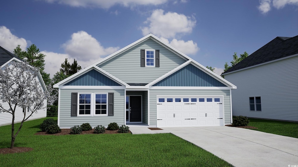 Traditional home with driveway, a front lawn, and a garage