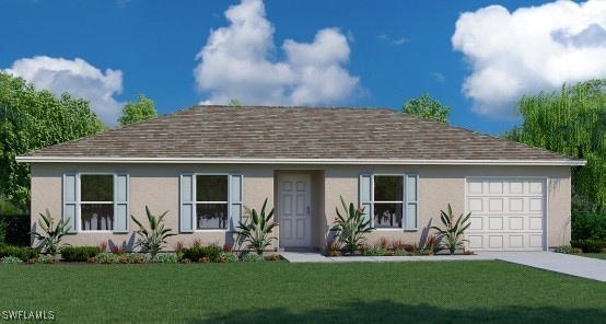 View of front of property with a garage, driveway,