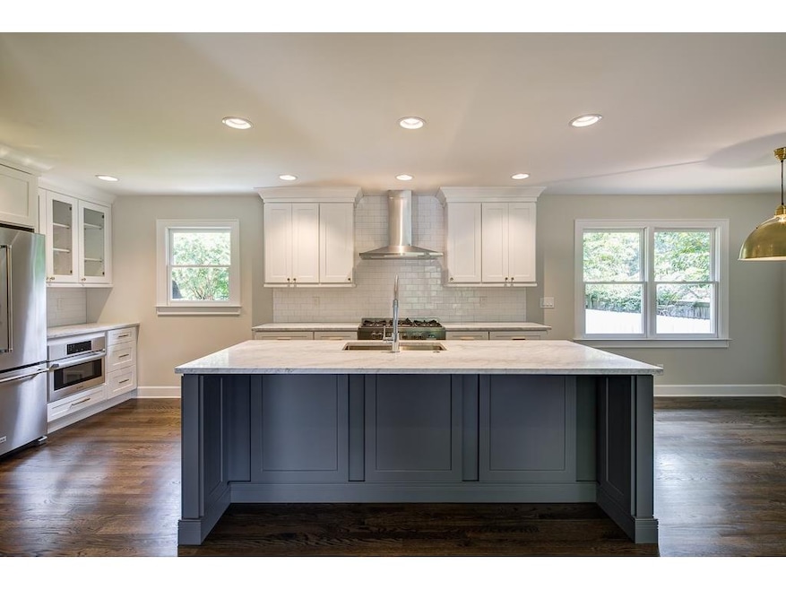 New Cabinetry, Large Island, Honed Marble Countert