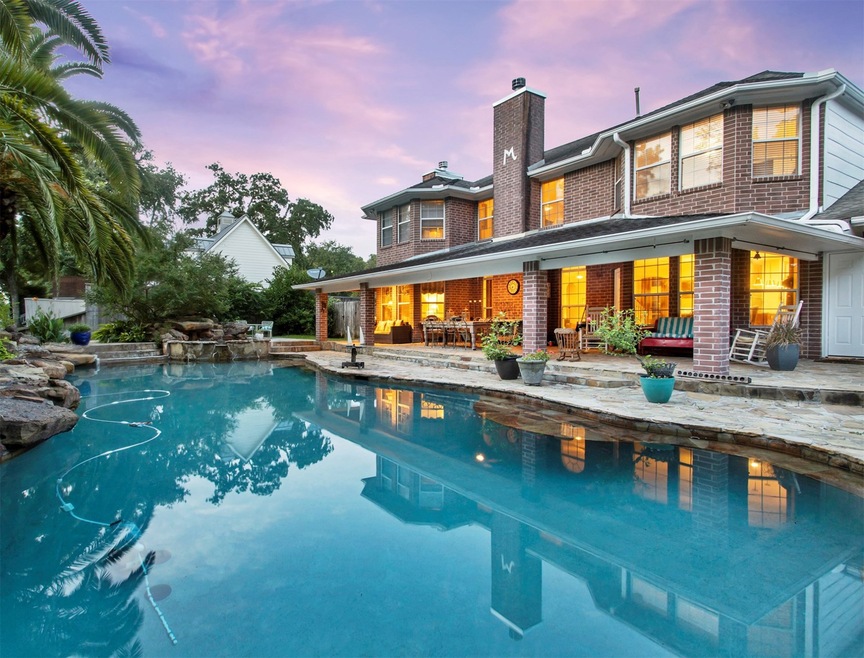 A glorious 46,000 gallon salt water pool with tann