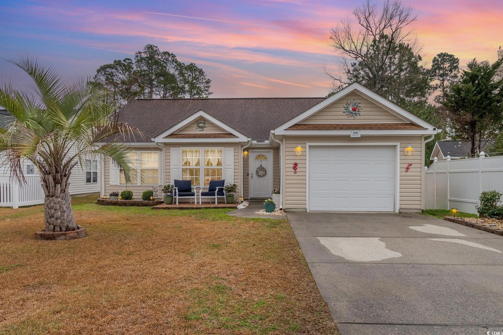 Single story home featuring a front yard, fence, r
