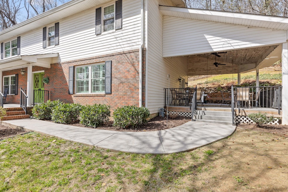 Sidewalk to side porch
