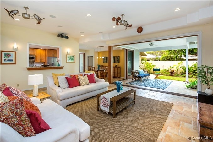 Spacious open floor plan with beautiful wood frame