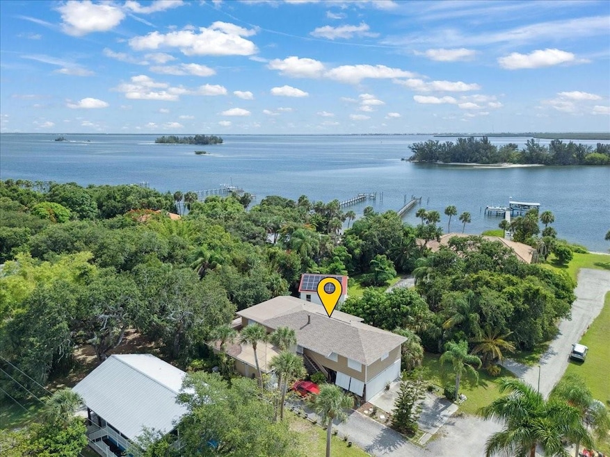 Ariel shot of the home w/ view of Indian River/ wa
