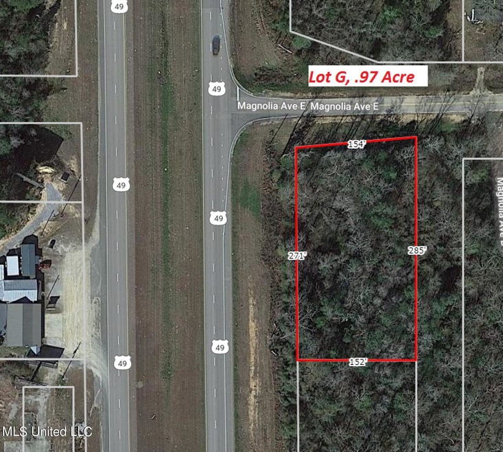 Air view Hwy 49 and S side of E Magnolia
