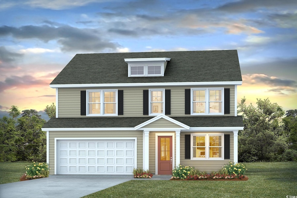 View of front of property featuring an attached garage, driveway, a yard, and roof with shingles