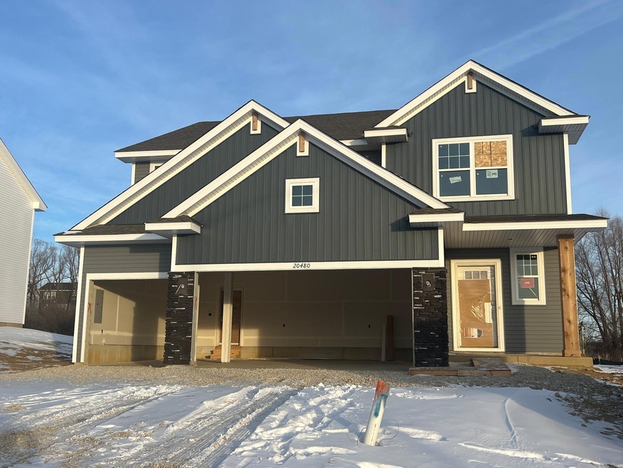 This home is going to have some fantastic curb appeal when it is finished! Beautiful peaks, 3 car garage and charming front porch. Perfect to catch the sunsets in Lakeville! Here is the home as of 1/16!