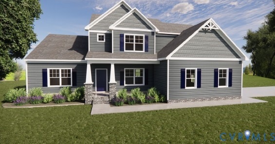 Upgraded Craftsman Elevation with optional front porch, stone and side load garage