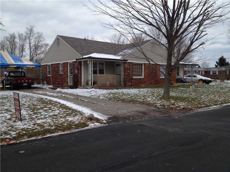 Exterior Front. 2 bdrm, 1 ba double, all brick, popular location south of Brownsburg