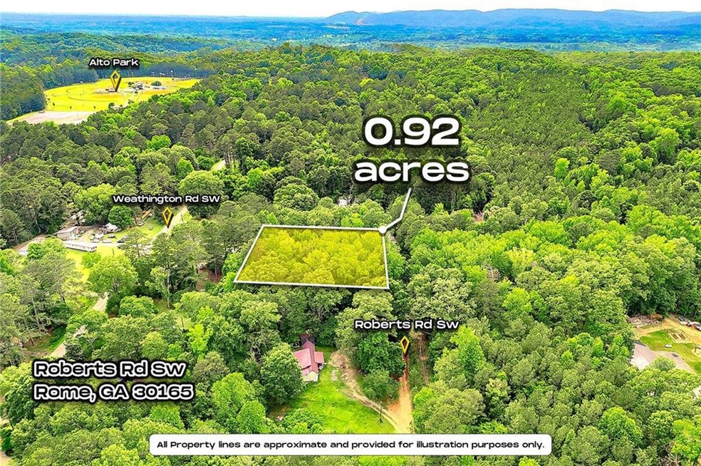 View of property location with a forest and property parcel outlined