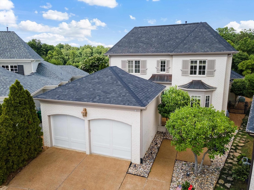 Exterior space with a garage