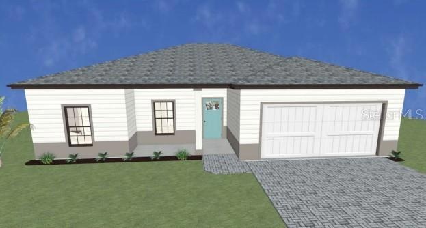 Rendering showing actual colors and design of the property
