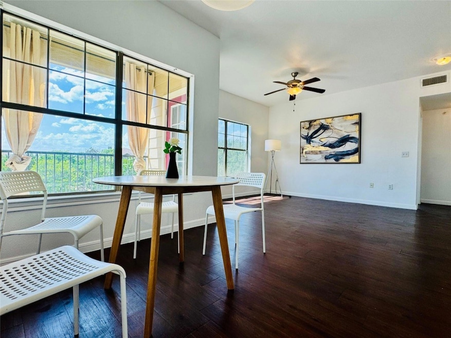 Dining space with wood finished floors and ceilin