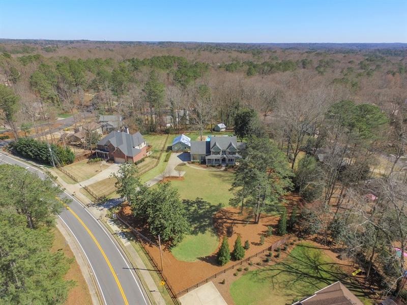 Aerial View  Of 1.58 Acres Property. 5 Bedroom 4.5