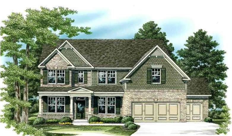 Exterior Front. Front Elevation w/3 car front load